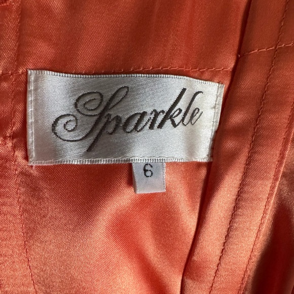 Sparkle Beaded Strapless Chiffon Gown Coral Embellished Formal Prom Dress 6 - Picture 10 of 16